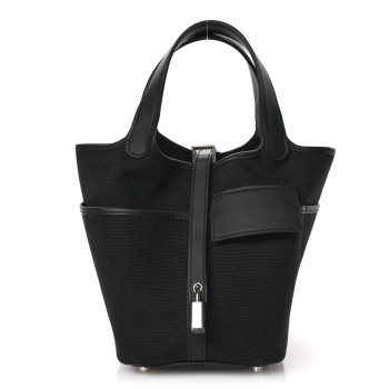 HERMES Toile Goeland Swift Cargo Picotin Lock 18 Black