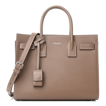 SAINT LAURENT Grained Calfskin Topstich Baby Sac De Jour Taupe