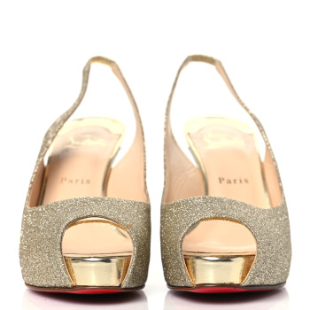 CHRISTIAN LOUBOUTIN Glitter No Prive 120 Pumps 38 Gold