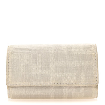 FENDI Zucca Spalmati Vitello Elite 6 Key Holder White
