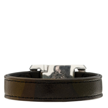 CHROME HEARTS Sterling Silver Leather Maltese Cross Bracelet