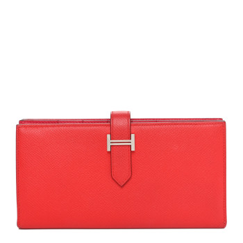 HERMES Epsom Bearn Verso Gusset Wallet Rouge De Coeur Rose Extreme