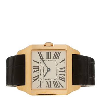 CARTIER 18K Pink Gold Alligator 30mm Santos Dumont Quartz Watch CARTIER 18K Pink Gold Alligator 30mm Santos Dumont Quartz Watch
