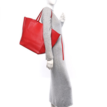 CELINE Soft Grained Calfskin Medium Belt Cabas Phantom Coquelicot