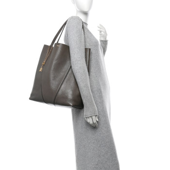 CHLOE Grained Calfskin Large Spin Tote Flannel Grey