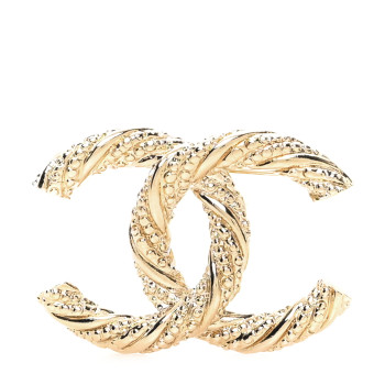 CHANEL Twisted CC Brooch Light Gold