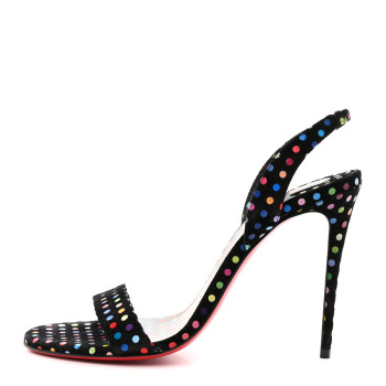 CHRISTIAN LOUBOUTIN Suede O Marylin Sandals Heels 37.5 Black Multicolor