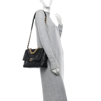 CHANEL Lambskin Quilted Large Chanel 19 Flap Black