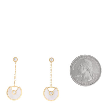 CARTIER 18K Yellow Gold Diamond Mother of Pearl Amulette de Cartier Drop Earrings CARTIER 18K Yellow Gold Diamond Mother of Pearl Amulette de Cartier Drop Earrings