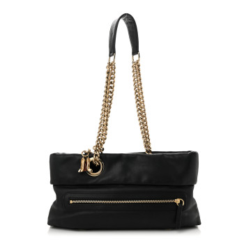 CHRISTIAN LOUBOUTIN Calfskin Chain Shoulder Bag Black