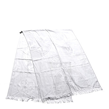 HERMES Cashmere Silk New Libris Stole Gris Nuage
