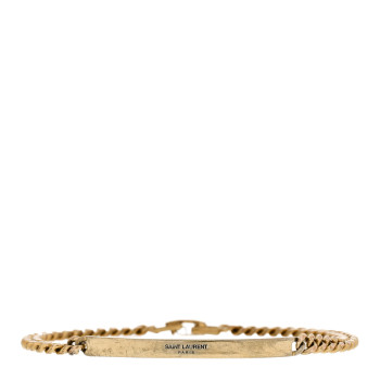 SAINT LAURENT Metal ID Plaque Bracelet L Gold