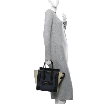 CELINE Canvas Smooth Calfskin Micro Tri-Color Luggage Navy Blue