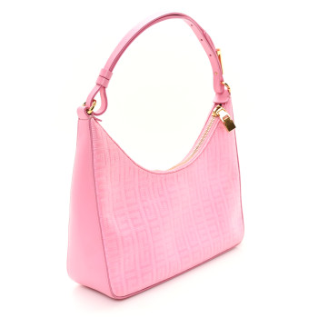 GIVENCHY Coated Canvas Logo 4G Embossed Small Moon Cut Out Shoulder Bag Pink