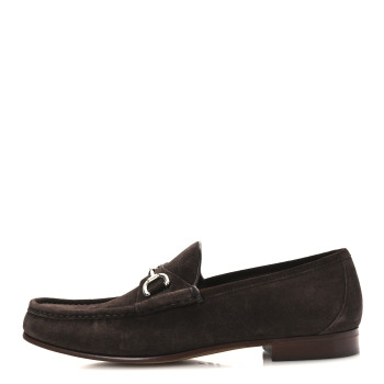 GUCCI Suede Mens Horsebit Loafers 9 Testa di Moro