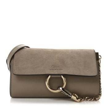 CHLOE Suede Calfskin Mini Faye Shoulder Bag Motty Grey