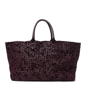BOTTEGA VENETA Nappa Velours Intrecciato Large Cabat Bordeaux