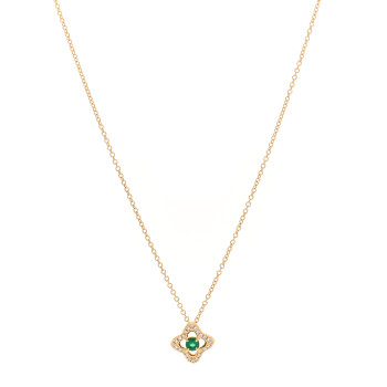 DAVID YURMAN 18K Yellow Gold Diamond Emerald Venetian Quatrefoil Pendant Necklace DAVID YURMAN 18K Yellow Gold Diamond Emerald Venetian Quatrefoil Pendant Necklace