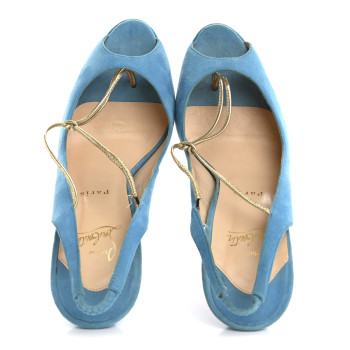 CHRISTIAN LOUBOUTIN Veau Velours Spritney 100 Peep Toe Pump 41 Blue