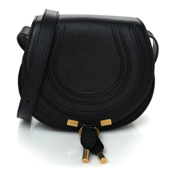 CHLOE Grained Calfskin Small Marcie Saddle Bag Black