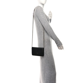 CHANEL Caviar Chevron Quilted Wallet On Chain WOC Black