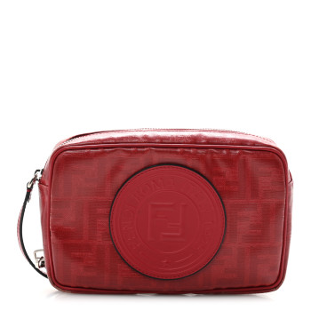 FENDI Glazed Fabric Vitello Century FF 1974 Stamp Camera Bag Rosso