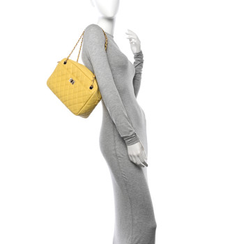 CHANEL Calfskin Quilted Reissue Medium Camera Case  Yellow