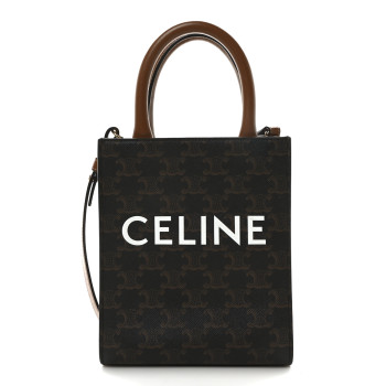 CELINE Triomphe Canvas Calfskin Mini Vertical Cabas Tan