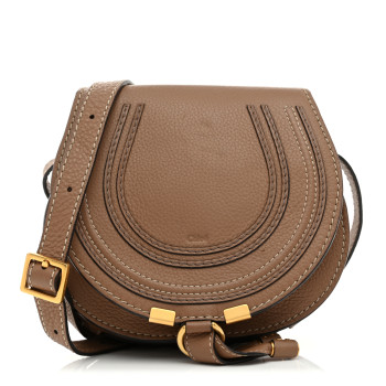CHLOE Grained Calfskin Small Marcie Saddle Bag Nut