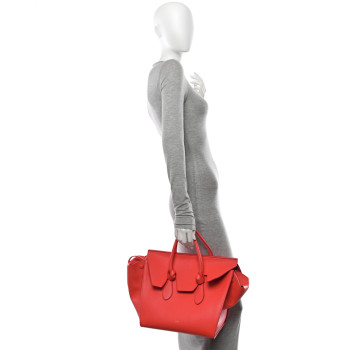 CELINE Crisped Calfskin Small Tie Knot Tote Vermillion