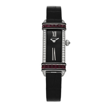 CARTIER 18K White Gold Alligator Diamond Ruby 15mm Tank Chinoise Quartz Watch Black CARTIER 18K White Gold Alligator Diamond Ruby 15mm Tank Chinoise Quartz Watch Black
