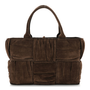 BOTTEGA VENETA Suede Foulard Intrecciato Small Arco Tote Brownie