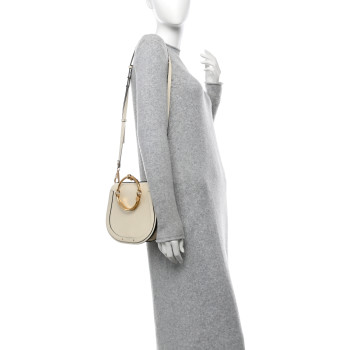 CHLOE Calfskin Suede Medium Nile Bracelet Bag Off White