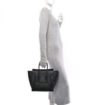 CELINE Drummed Calfskin Micro Luggage Black