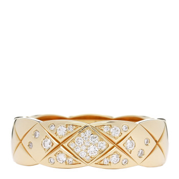 CHANEL 18K Yellow Gold Diamond Small Coco Crush Ring 58 8.5