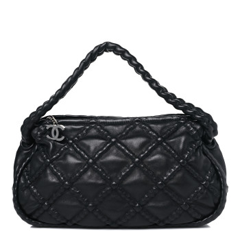 CHANEL Lambskin Quilted Small Hidden Chain Shoulder Bag Black