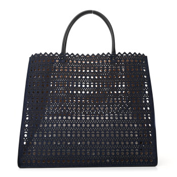 ALAIA Denim Laser Cut Garance Tote Blue ALAIA Denim Laser Cut Garance Tote Blue