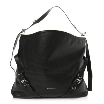 GIVENCHY Calfskin Shearling Large Voyou Bag Chocolate