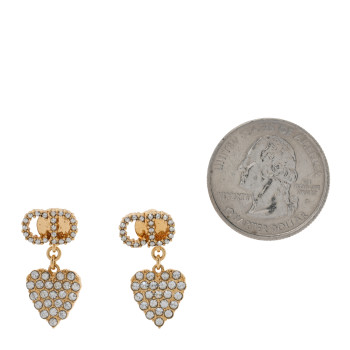 CHRISTIAN DIOR Crystal CD Heart Earrings Gold CHRISTIAN DIOR Crystal CD Heart Earrings Gold