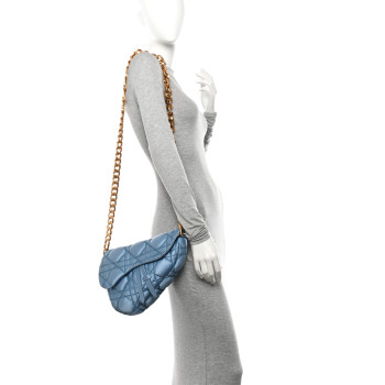 CHRISTIAN DIOR X ERL Satin Cannage Micro Venice Saddle Bag Blue CHRISTIAN DIOR X ERL Satin Cannage Micro Venice Saddle Bag Blue