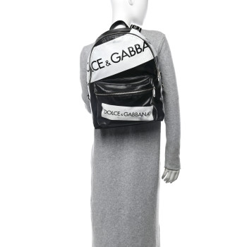 DOLCE & GABBANA Calfskin Coated Canvas Vulcano Backpack Black