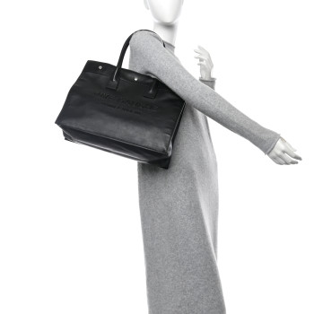 SAINT LAURENT Smooth Calfskin Rive Gauche Small Tote Black