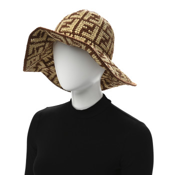FENDI Cotton Viscose FF Woven Bucket Hat M Brown