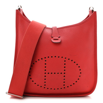 HERMES Taurillon Clemence Evelyne III PM Rouge Tomate