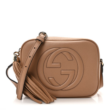 GUCCI Pebbled Calfskin Small Soho Disco Bag Camelia