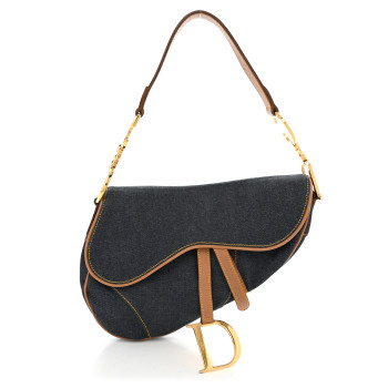 CHRISTIAN DIOR Denim Calfskin Saddle Bag Blue CHRISTIAN DIOR Denim Calfskin Saddle Bag Blue