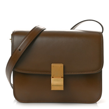 CELINE Box Calfskin Teen Classic Box Flap Bag Camel