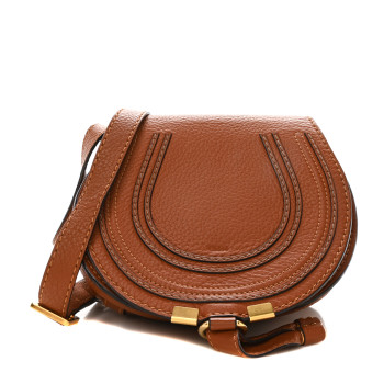 CHLOE Calfskin Mini Marcie Round Crossbody Bag Tan