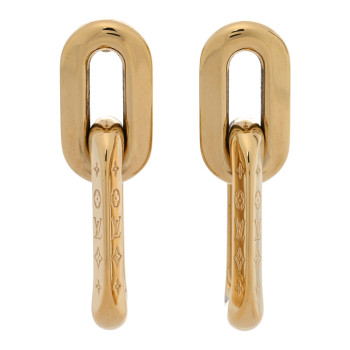 LOUIS VUITTON Metal LV Edge Double Hoop Earrings Gold