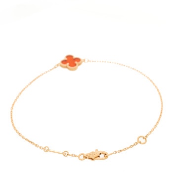 VAN CLEEF & ARPELS 18K Rose Gold Carnelian Sweet Alhambra Bracelet